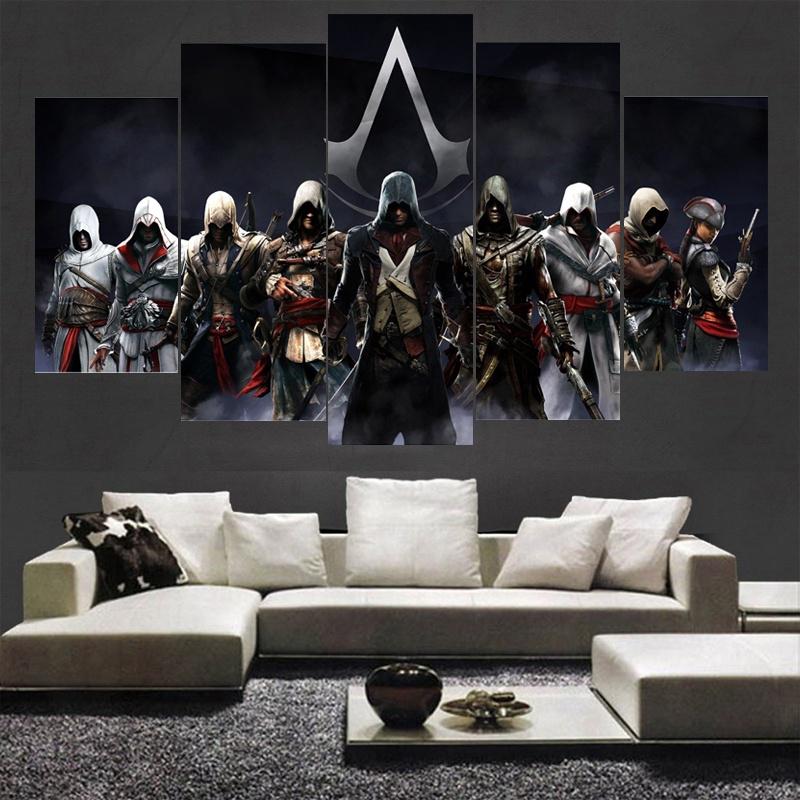Tranh Sơn Dầu 5 Assassin's Creed Treo Tường Trang Trí Phòng Khách