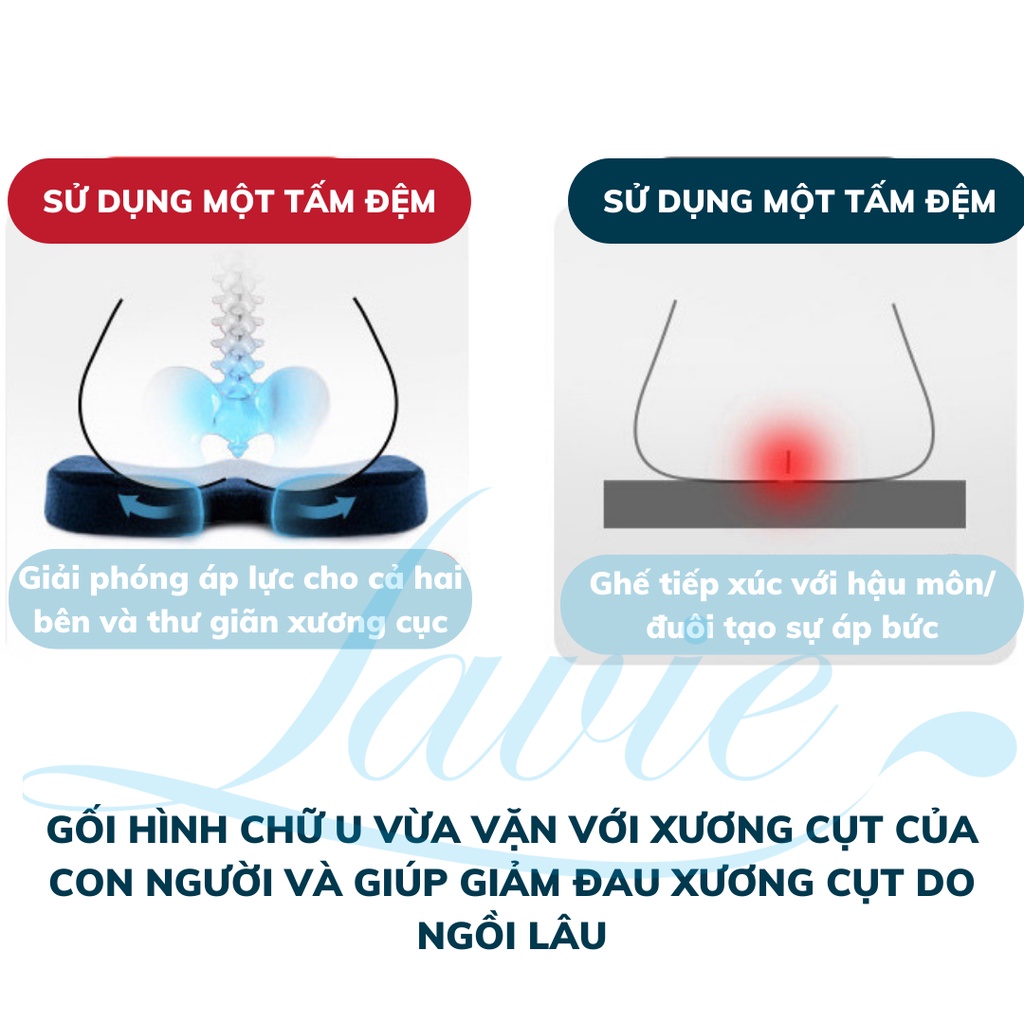 Gối lót ngồi hình chữ U bằng cao su non rất tiện dụng