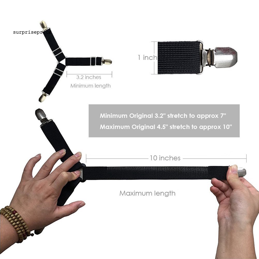 Set 4 Đai Kẹp Co Giãn Giữ Ga Trải Giường Có Thể Điều Chỉnh