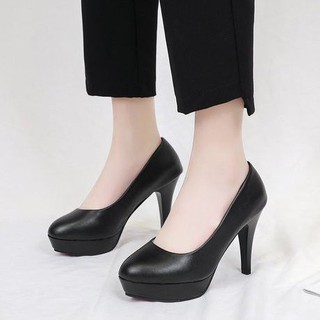 <> giày nữ ngoại cỡ-giày cao gót 9p da lộn - chanxinh