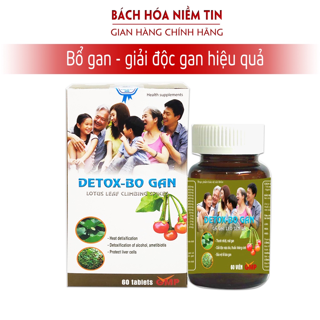 Detox Bổ Gan, giải độc gan, thanh nhiệt mát gan, tăng cường chức năng gan - Hộp 60 viên