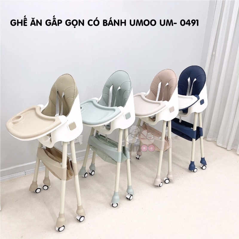 Ghế Ăn Dặm Gấp Gọn Umoo Có Bánh Xe Cao Cấp UM - 0491