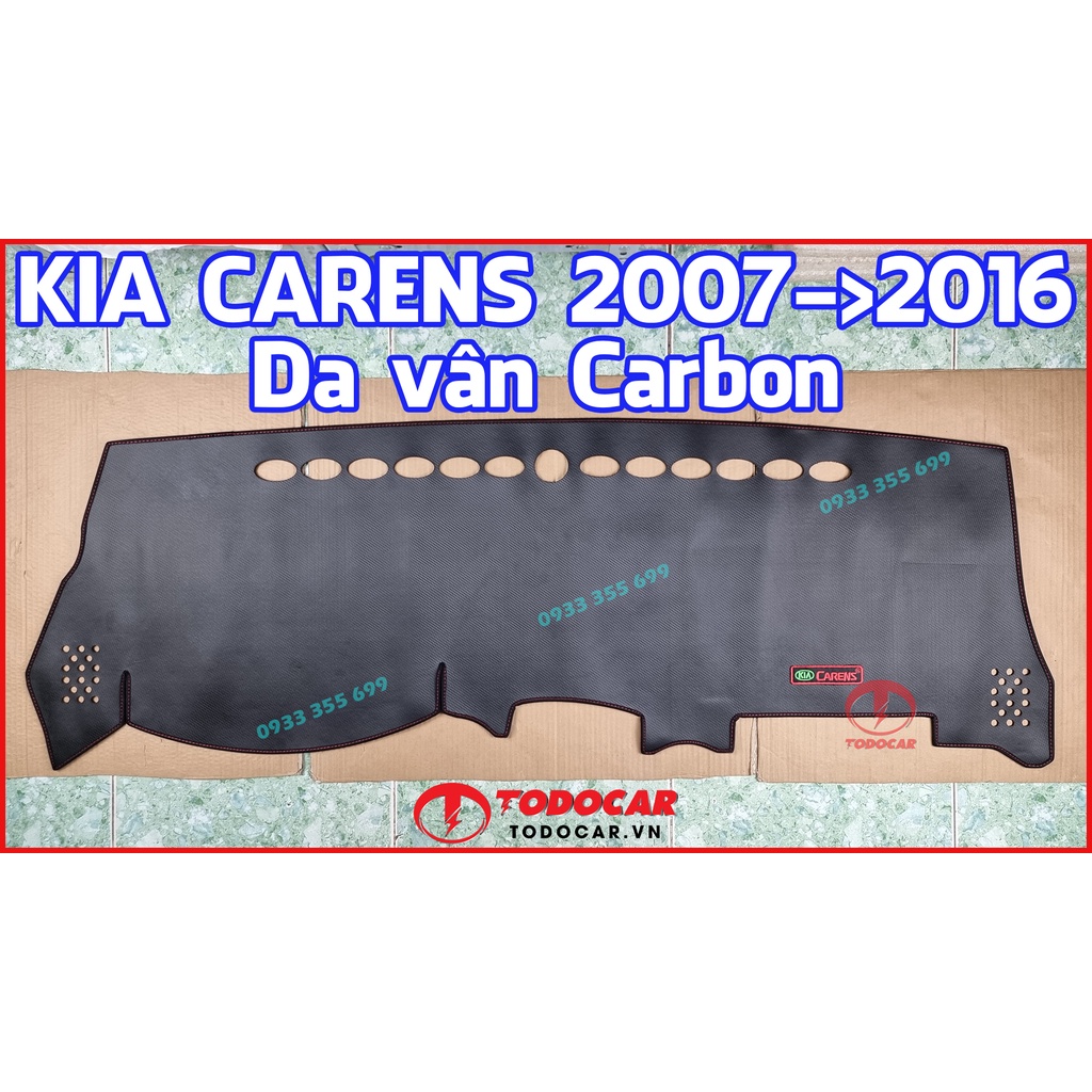 Thảm Taplo KIA CARENS bằng Nhung lông Cừu, Da vân Carbon, Da vân Gỗ 2007 2008 2009 2010 2011 2012 2013 2014 2015 2016