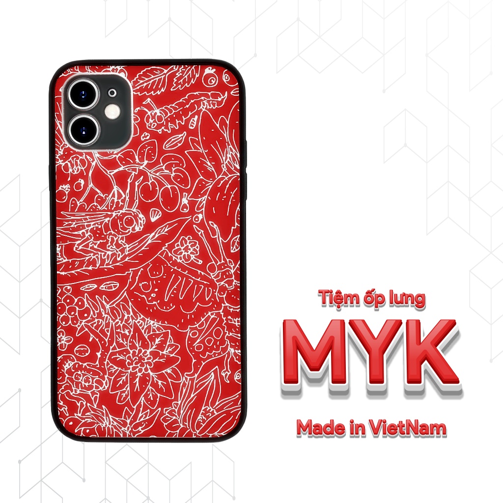Ốp Lưng hoa văn lạ mắt đỏ trắng kết hợp cho Iphone 5 6 7 8 Plus 11 12 Pro Max X Xr NTN20210007
