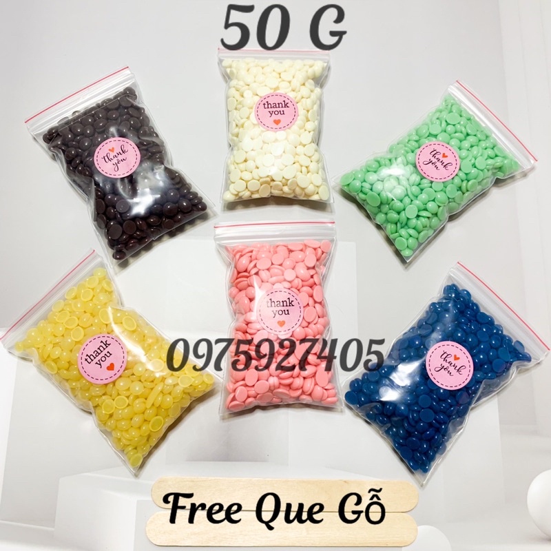 &lt;Phân Loại Màu&gt;Hạt sáp wax lông Hard Wax Bean gói 50g + tặng que gỗ