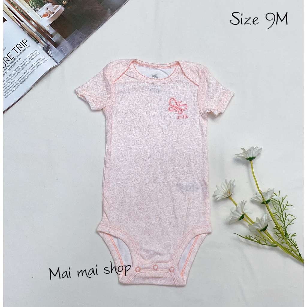 (6-9M chọn màu- gái) Body chip TAY NGẮN xuất dư cổ tròn, cổ đáp chéo cho bé gái sz 6-9M- Bộ liền thân cho bé
