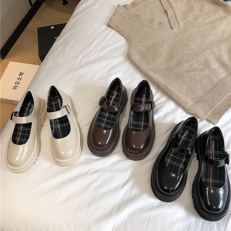 (ORDER) Giày Marry Jane nữ da bóng đế cao 5cm cài quai 3 màu