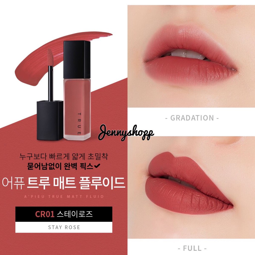 Son Kem Lì A'Pieu True Matt Fluid Tint Apieu CR01 - STAY ROSE