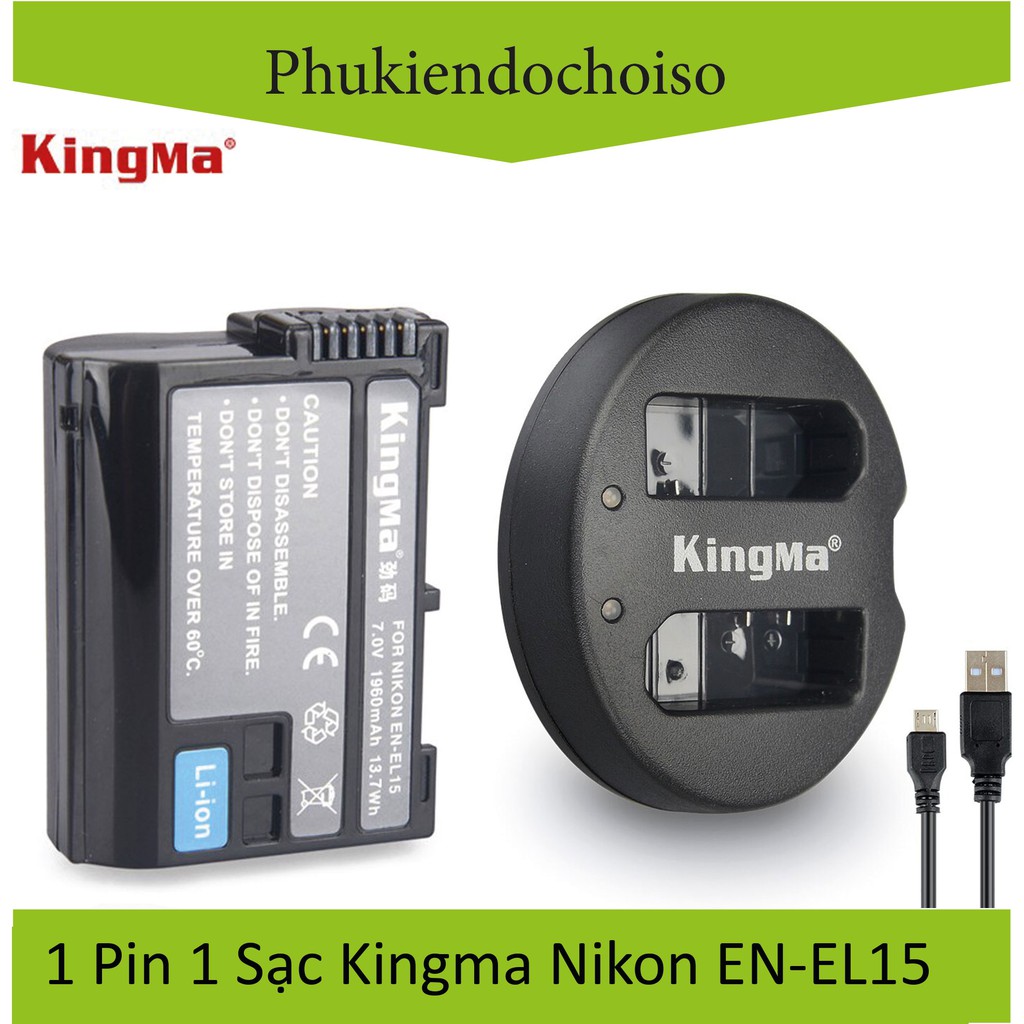 Pin sạc Kingma cho Nikon EN-EL15 + Hộp đựng Pin, Thẻ nhớ