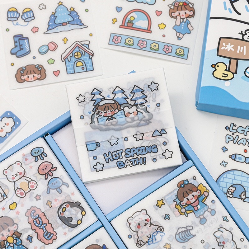 🌸STICKER 100 TẤM HỘP QUÀ TẶNG 100 TẤM DÁN HOẠT HONHF TRANG TRÍ SỔ LƯU NIỆM DỄ THƯƠNG🌸