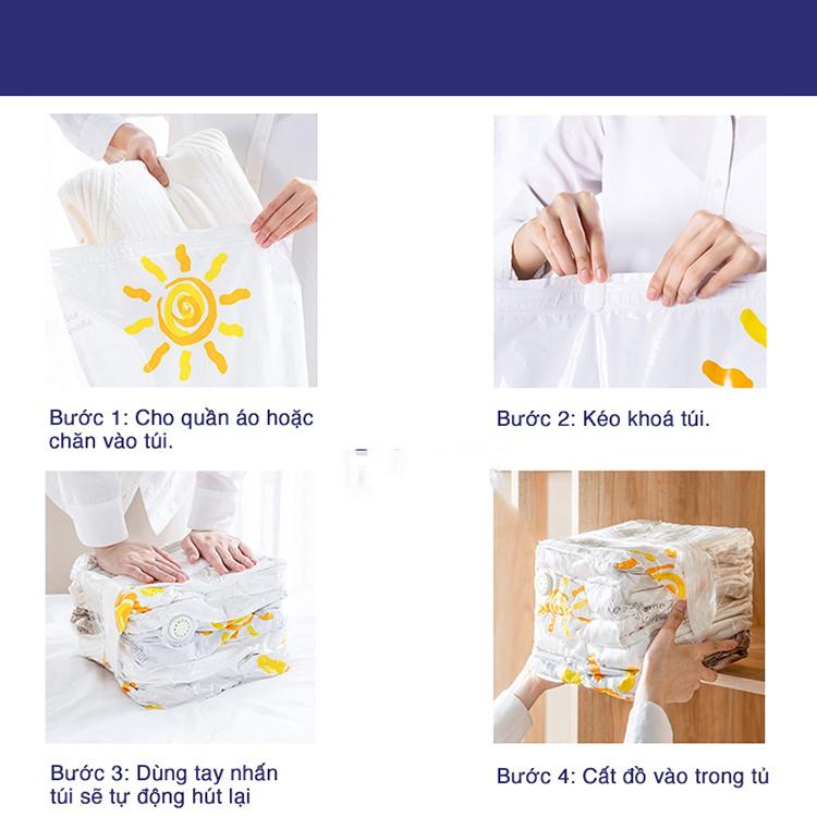 Túi hút chân không đựng chăn mền quần áo JIAMIN, túi đựng không cần dùng bơm tái sử dụng bọc chứa đồ