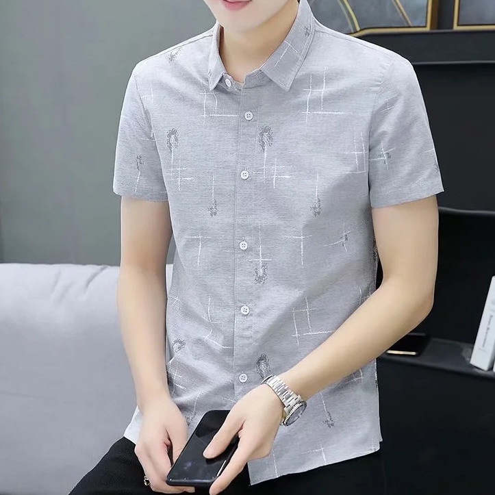 Sơ Mi Nam Tay Ngắn Họa Tiết Kẻ Lưới Thời Trang Mới