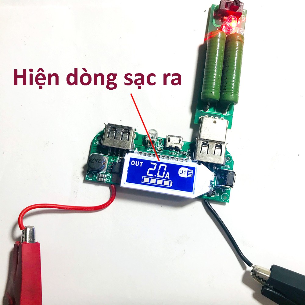 Mạch Sạc Dự Phòng 5V2A Hiển Thị Dòng Sạc LCD