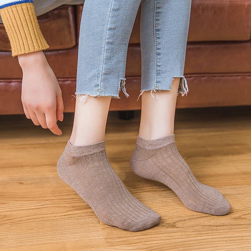 Tất nữ cổ ngắn nhiều màu chất cotton đẹp
