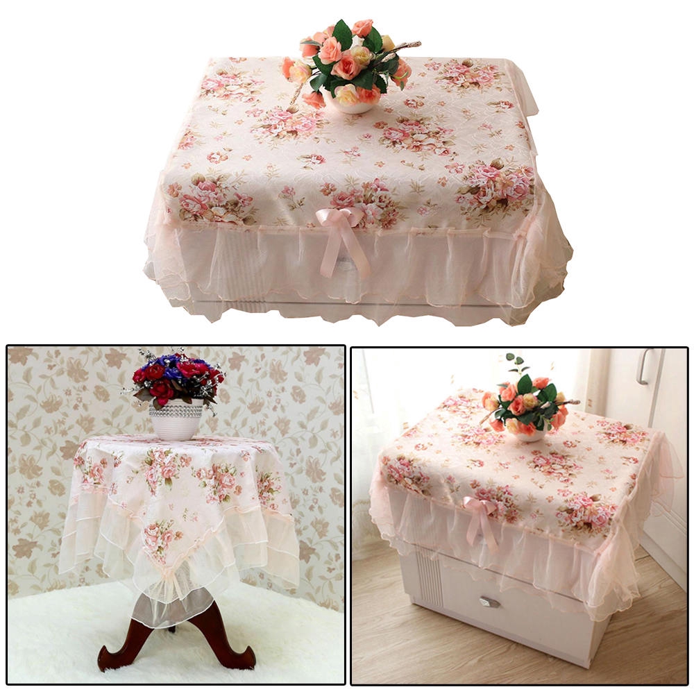 2 khăn trải bàn chống bụi phối ren hoa xinh xắn chất lượng