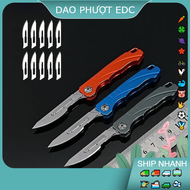 Dao Phượt Gấp Mini - Treo Chùm Chìa Khóa - Có Lưỡi Phụ Đi Kèm