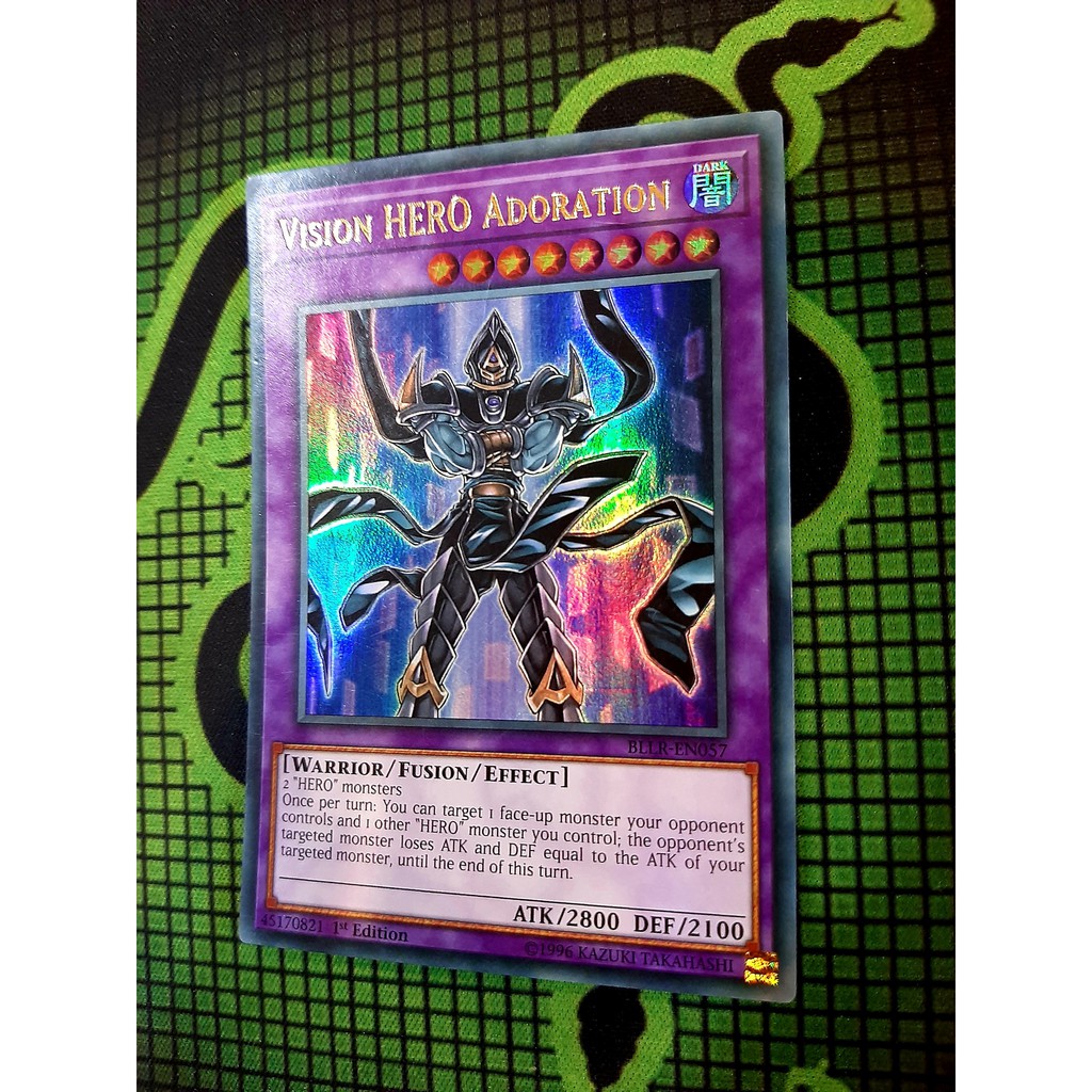 THẺ BÀI YUGIOH NEAR MINT -Vision HERO Adoration - BLLR-EN057 - Ultra Rare 1st Edition