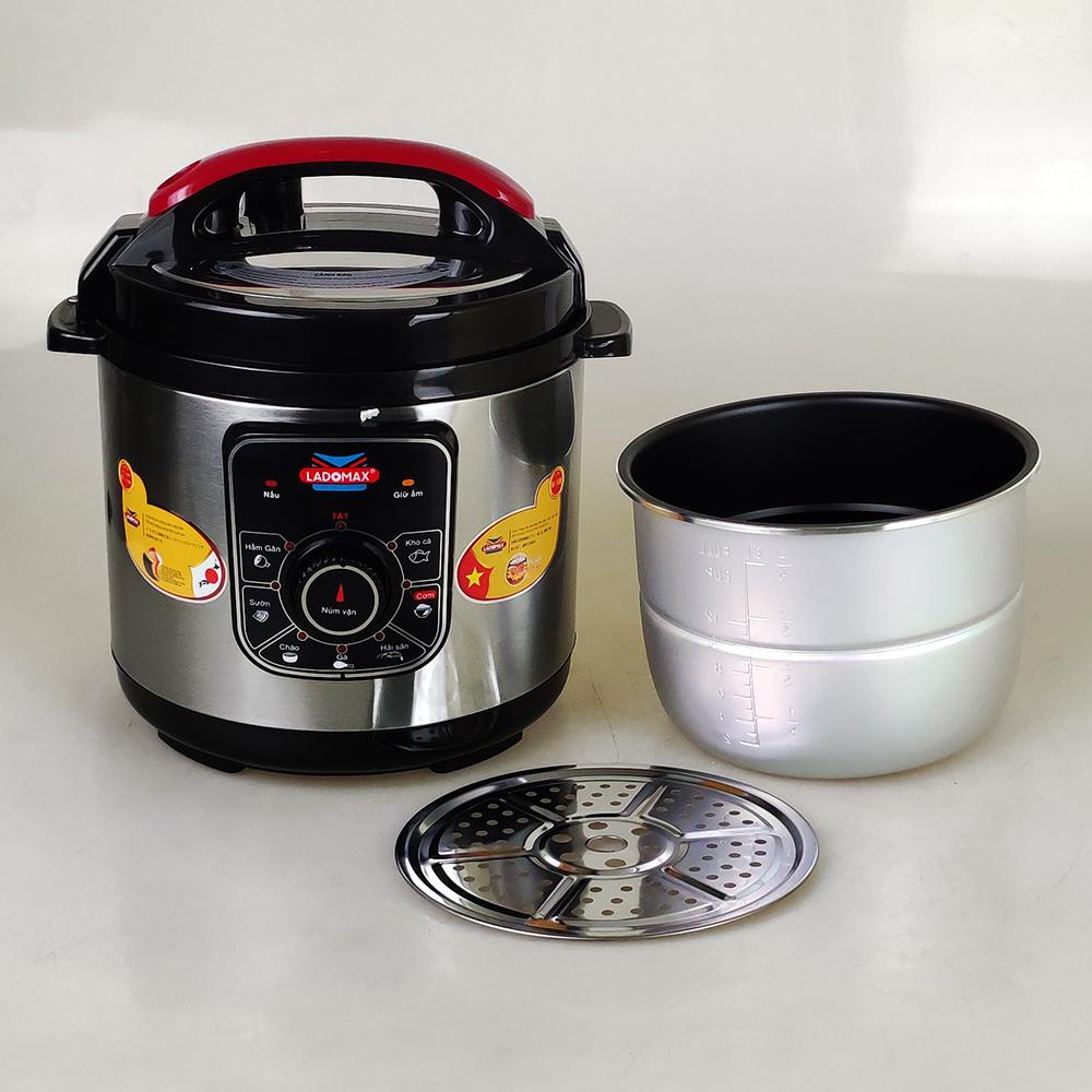 [Chính hãng] Nồi áp suất 2 tầng dung tích 6L Ladomax HA-7860 có khay hấp inox 304, tự động xả điều chỉnh áp suất