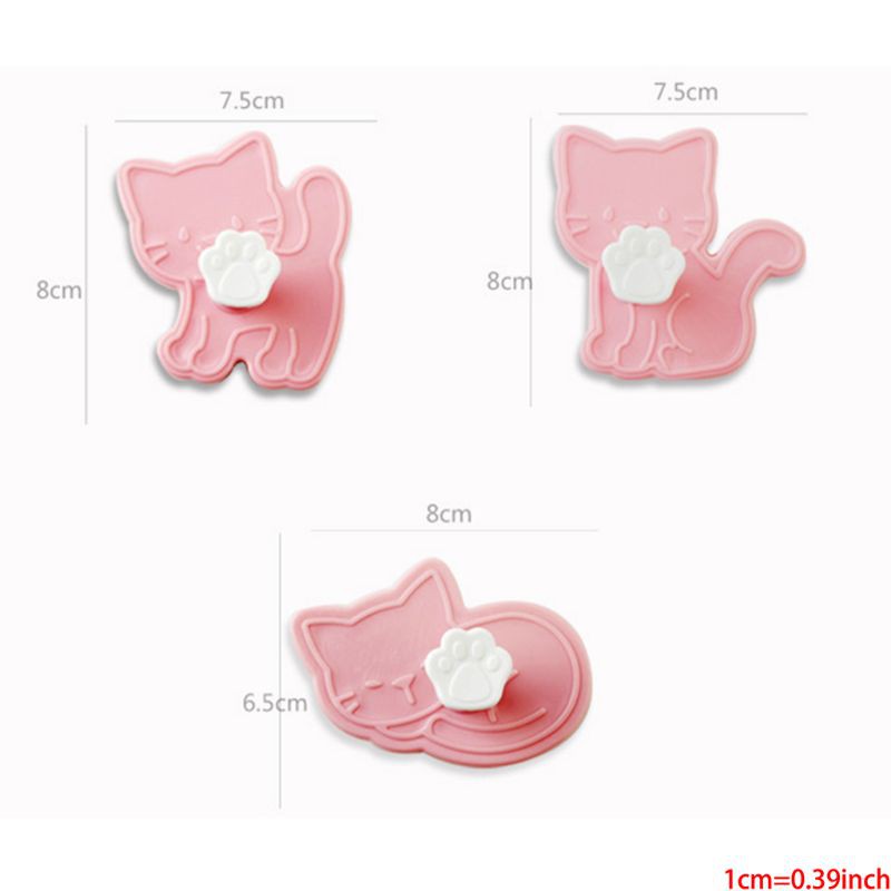 Set 3 Khuôn Cắt Bánh Quy Tạo Hình Mèo Dễ Thương