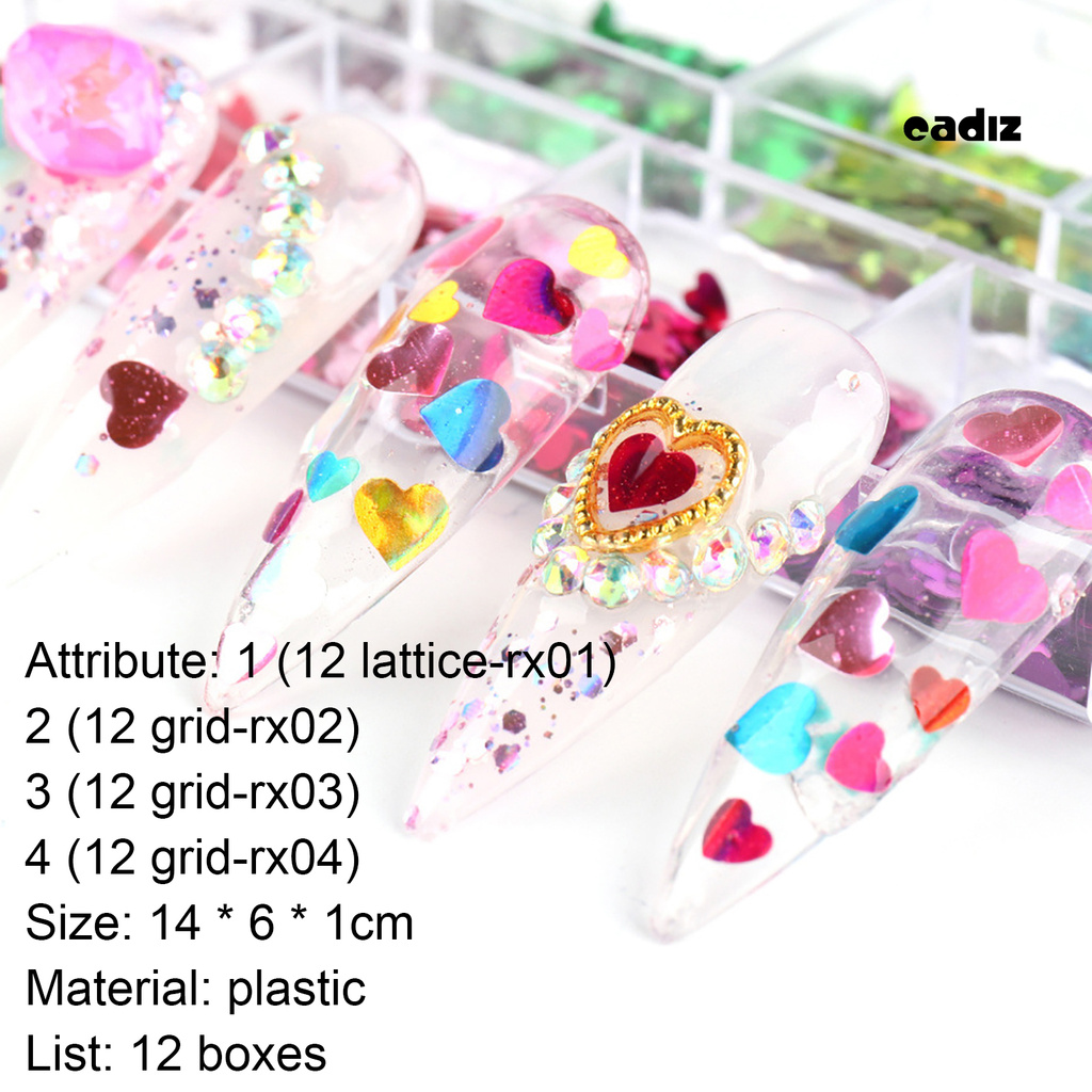 [Hàng mới về] Hộp kim tuyến lấp lánh hình trái tim trang trí móng tay nghệ thuật xinh xắn