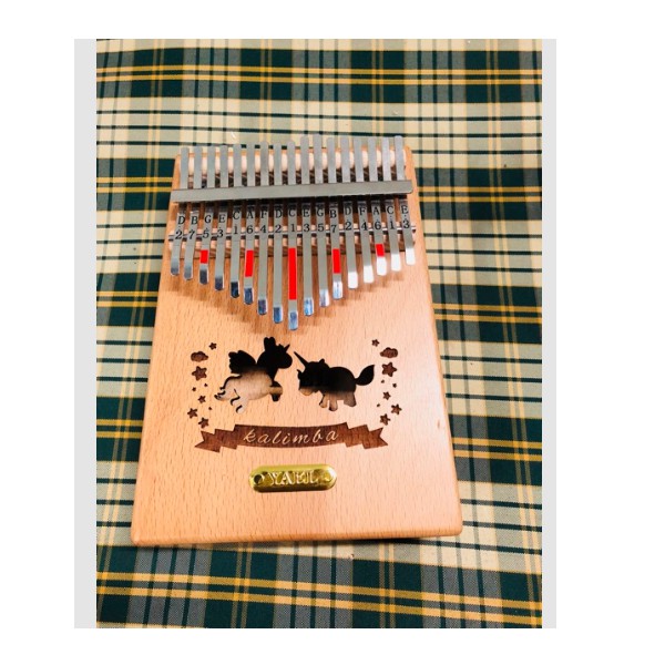 Đàn Kalimba 17 phím Gỗ Mahogany Yael Sọc Hồng Tặng Kèm Harmonica 24 Lỗ Màu Ngẫu Nhiên - HÀNG CÓ SẴN