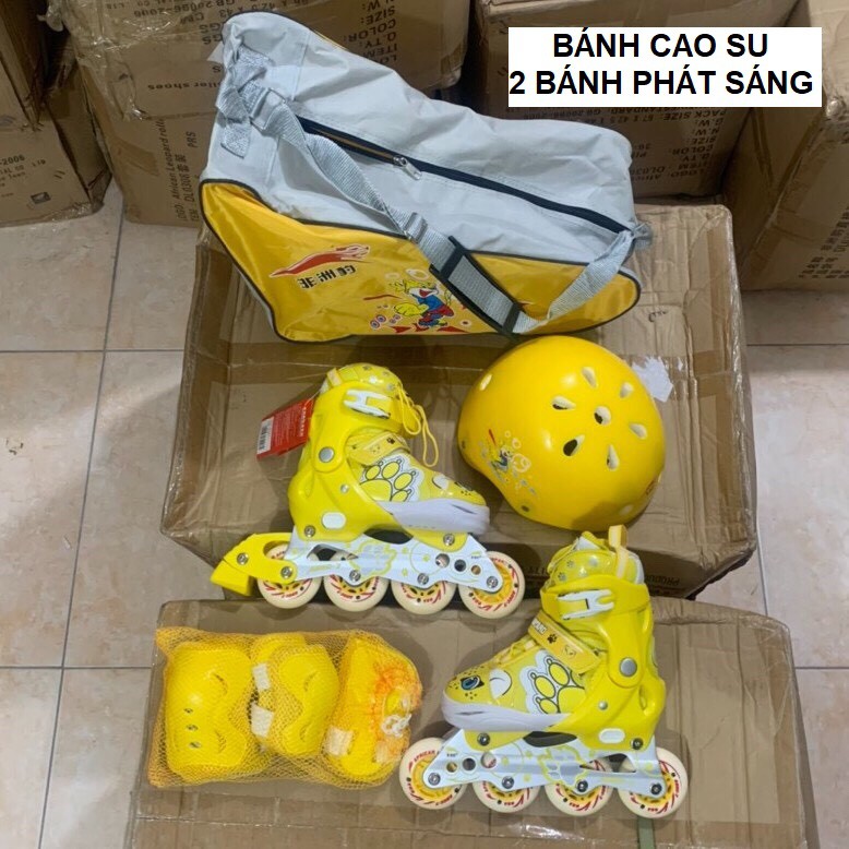 Combo Full bộ: Giầy Patin + Bộ Bảo Vệ + Mũ + Túi Xách, Hàng Chính Hãng, Bánh Cao Su