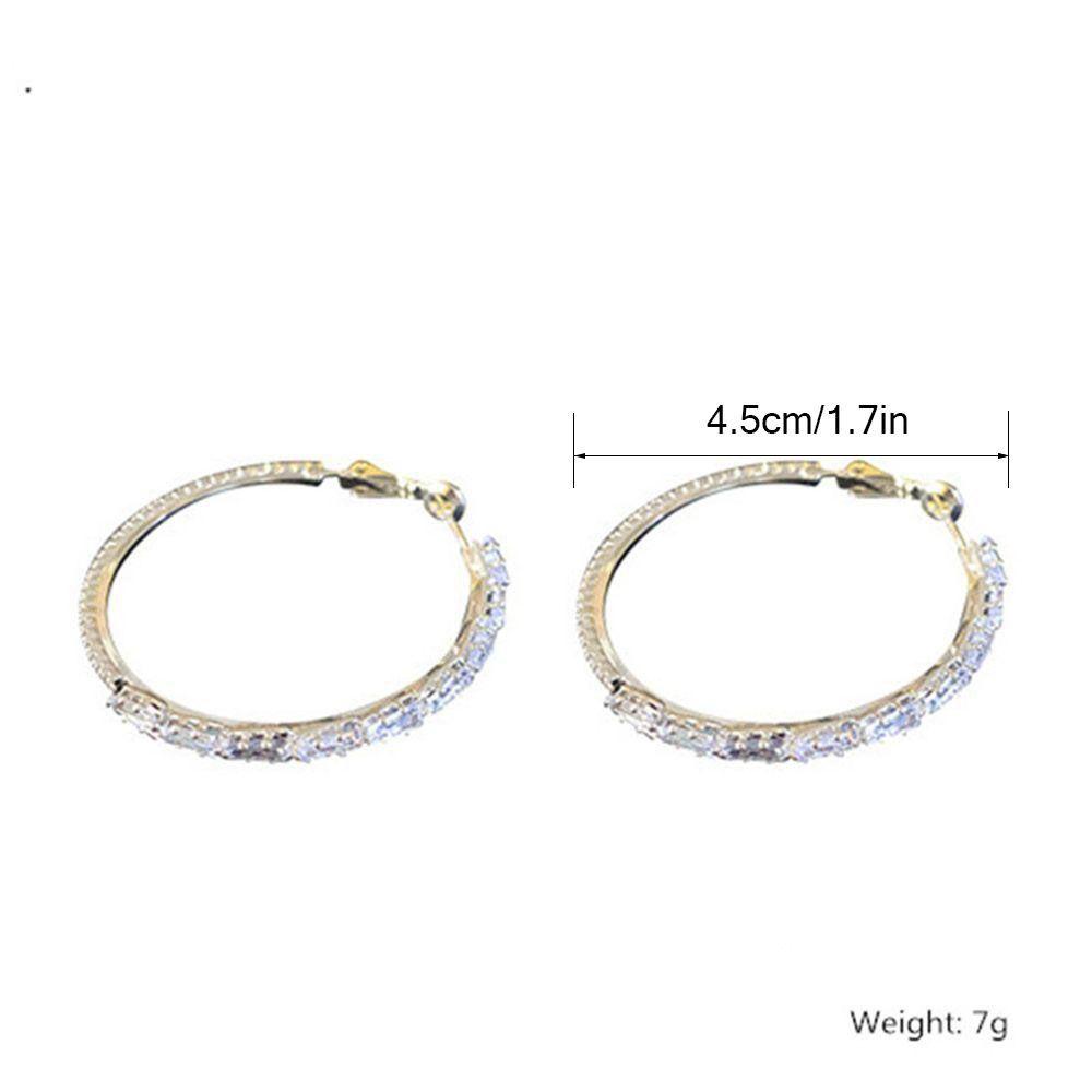 Bông Tai Hình Tròn Đính Đá Sapphire Trắng Thanh Lịch Thời Trang