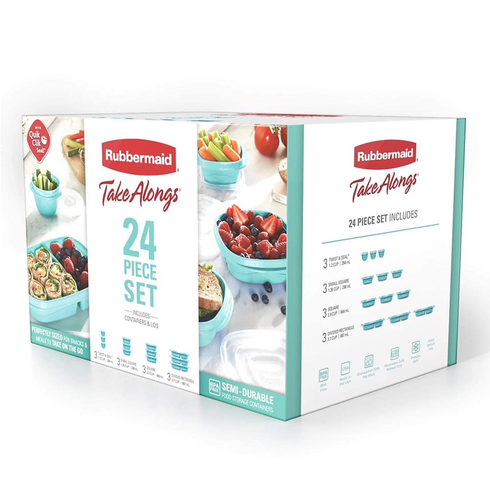 SET HỘP ĐỰNG THỨC ĂN ĐA NĂNG SIÊU AN TOÀN MADE IN USA RUBBERMAID 24 MÓN  CHÍNH HÃNG