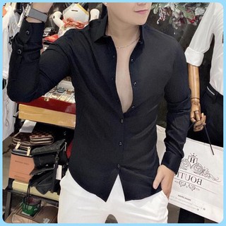 Áo sơ mi - Áo sơ mi lụa đen cao cấp - Chất liệu lụa mềm mịn, mát mẻ, dáng trẻ trung thanh lịch, mặc bao đẹp