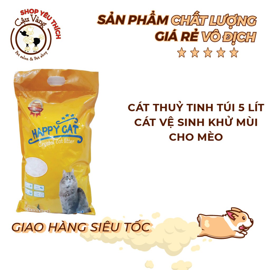 CÁT THUỶ TINH HAPPY CAT TÚI 5L KHỬ MÙI CHO MÈO