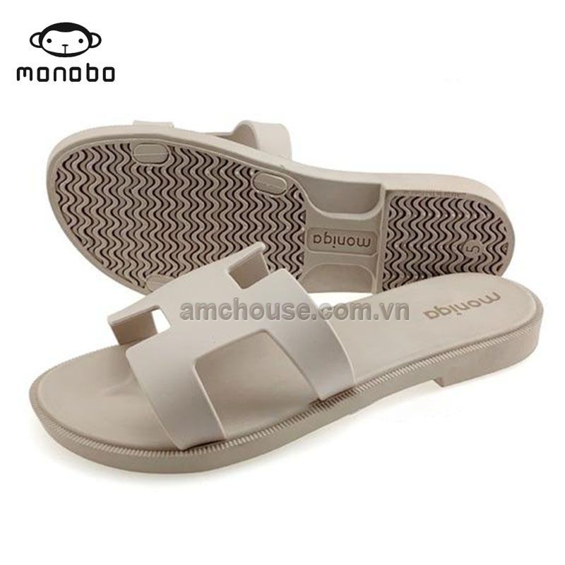 Dép Thái chữ H thời trang chất liệu bền, quai đóng nút MONOBO - MONIGA 913 - be kem