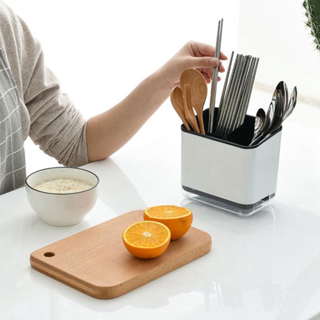 Ống Đựng Đũa Muỗng Hai Tầng Ráo Nước Đa Năng Cho Nhà Bếp