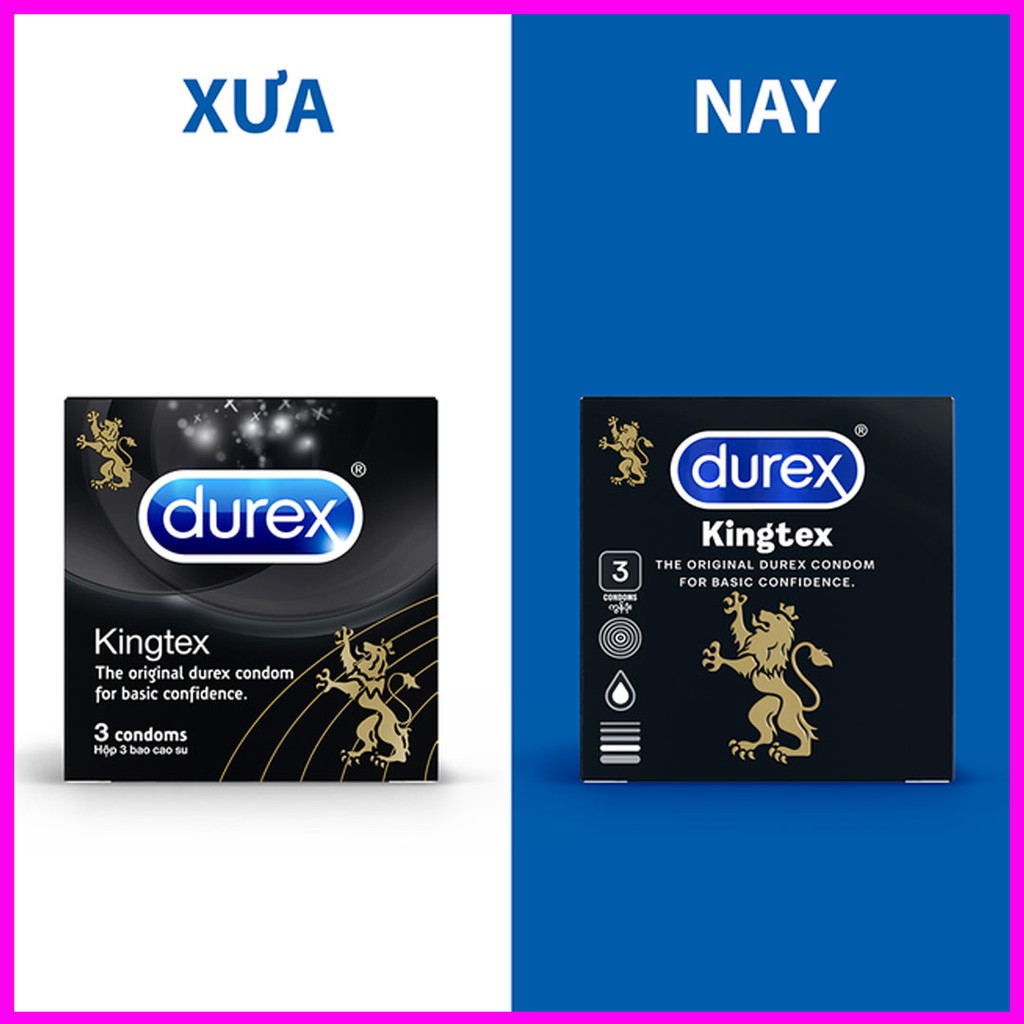 [Durex Kingtex] Bao Cao Su Durex Kingtex size 49mm Chính Hãng Giúp Ôm Sát, Tăng Khoái Cảm Cuộc Yêu [CHE TÊN 100%]