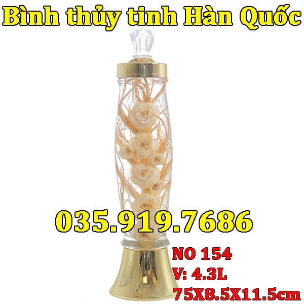 Bình ngâm rượu thủy tinh Hàn Quốc 4,3L NO.154 Mẫu mới