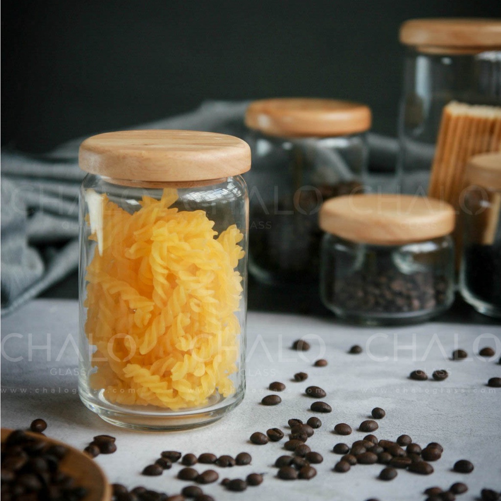 Lọ thủy tinh nắp gỗ Ocean Pop Jar đủ cỡ 325-500-650-750-1000ml
