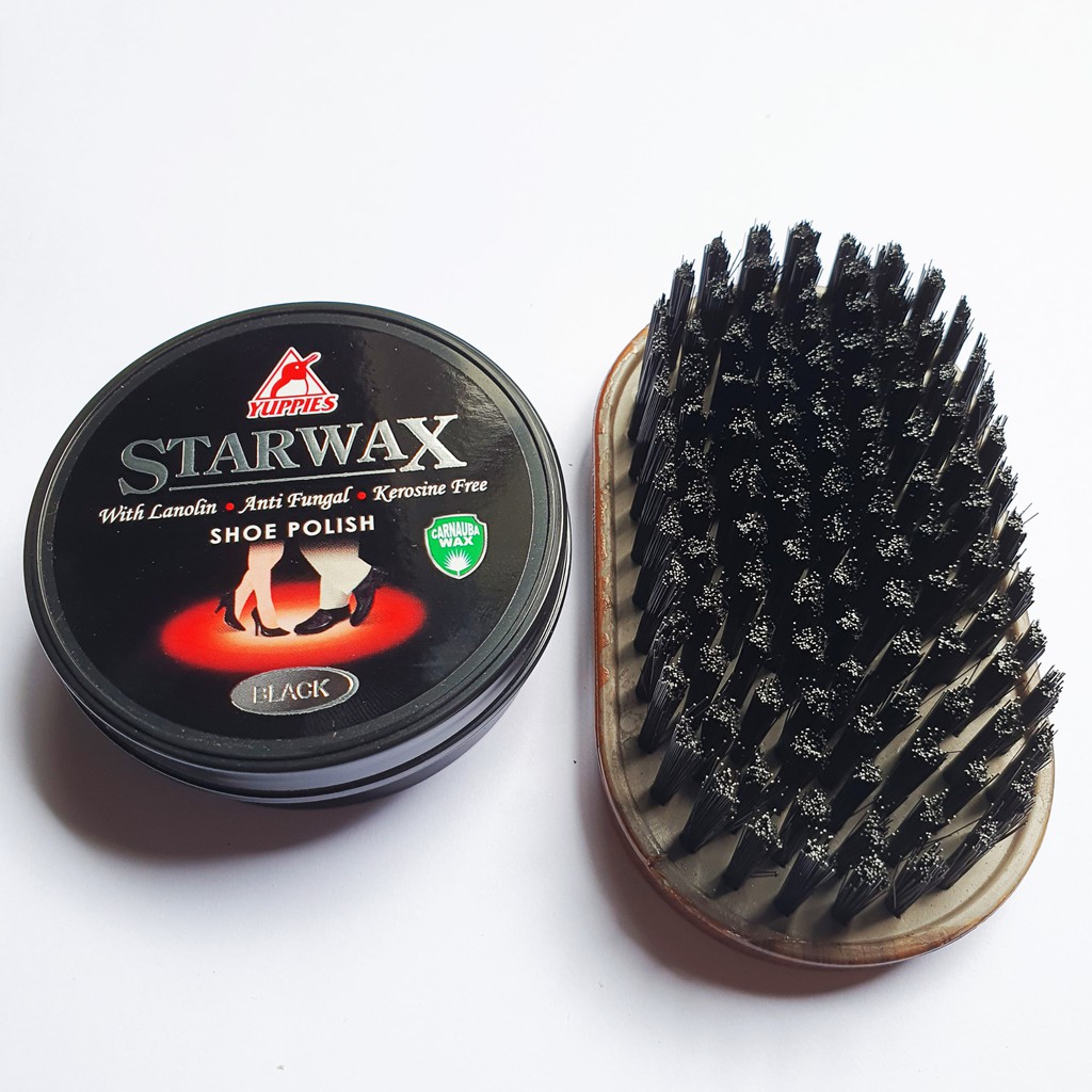 Combo Bàn Chải Đánh Giày + Xi Kiwi, Aromax, Starwax Nhập Khẩu Thái Lan, Hàn Quốc, Malaysia