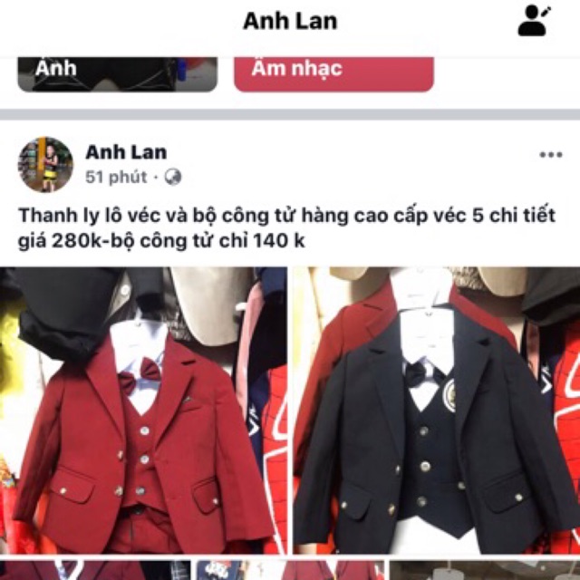Bộ véc gồm 5ct 3 bộ