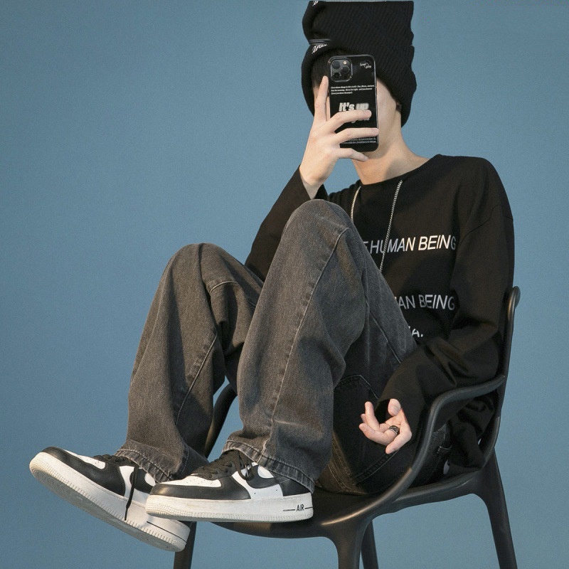 Quần Baggy Nam Ống Suông BeUshop, Jean Bò Nam Ống Rộng Bigsize Cao Cấp Dáng Đứng