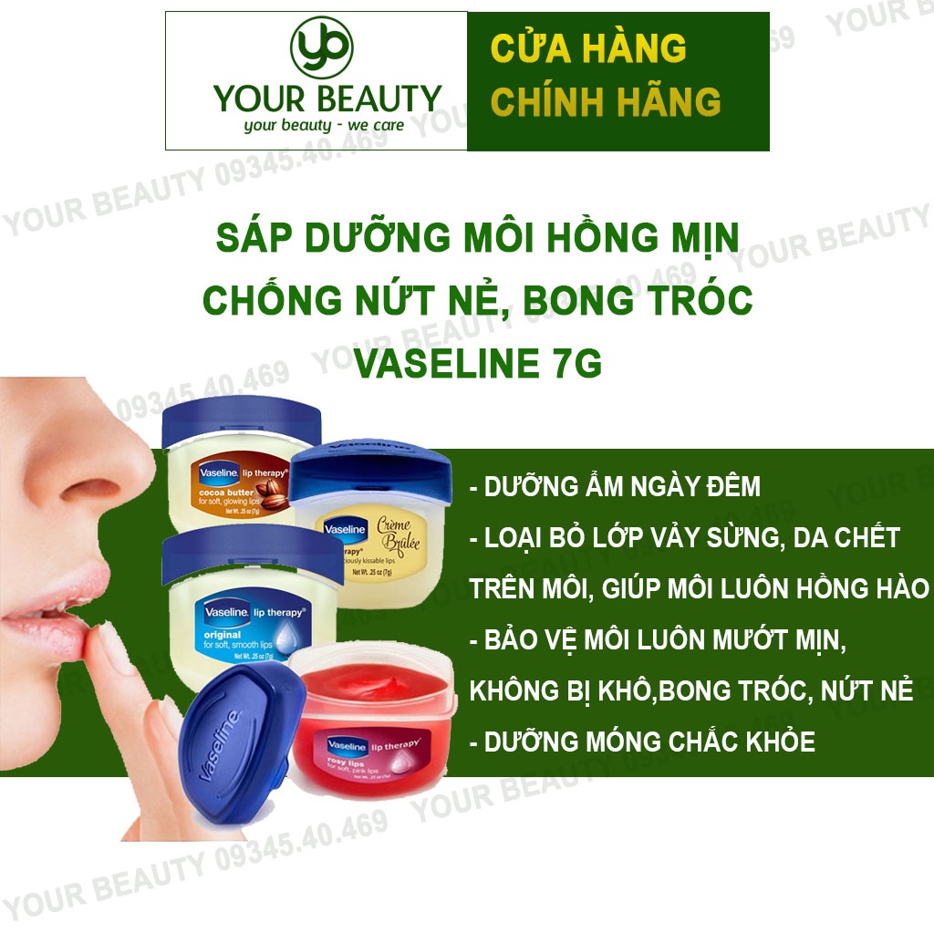 Son dưỡng môi mềm mại hồng hào, chống nứt nẻ, bong tróc Vaseline Lips Therapy 7g dạng sáp