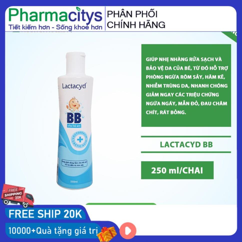 [Freeship] Sữa tắm gội em bé giảm rôm sảy và hăm kẽ Lactacyd Baby 250ml CN139