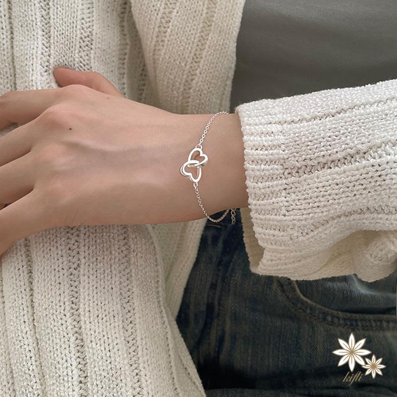 Vòng tay bạc mặt hình trái tim thời trang cho n