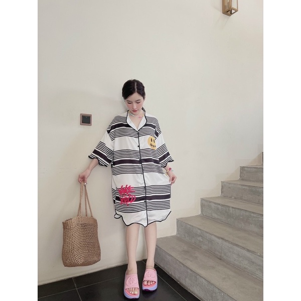 VÁY NGỦ LỤA LƯỢN SÓNG - GẤU DÂU