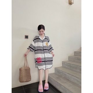 Váy ngủ lụa lượn sóng - gấu dâu