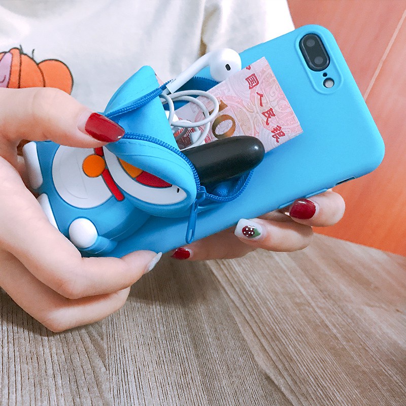 HUAWEI Honor 8X Honor 10 Honor 20 Honor 7X Honor 8 Honor 8Pro Honor 9 Honor view10 Honor 9lite Honor 7S 3D cartoon wallet Pikachu mobile phone case Cute Doraemon backpack mobile phone protective case Slash shoulder bag mobile phone anti dropping shell