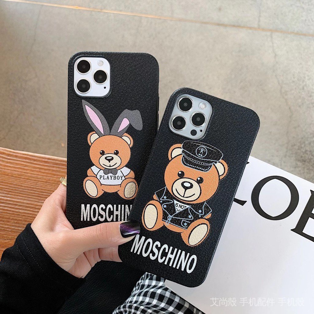 Ốp Điện Thoại Mềm Chống Sốc In Hình Gấu Teddy MOSCHINO Cho iPhone13 11 12 Pro max XR 8plus i7 SE2 xs