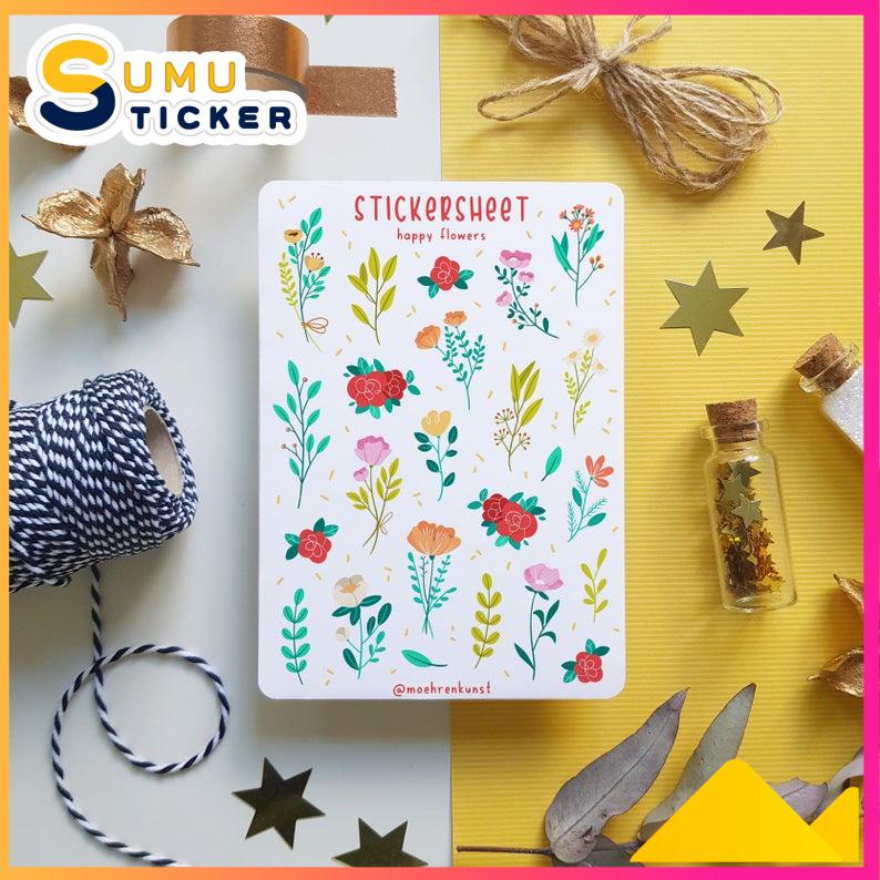 Set Painting Sticker ⭐ Chủ Đề: Hoa và Cây - Sticker Trang Trí Dán Sổ ⭐ Sticker Bullet Journal, Sticker Vẽ Màu