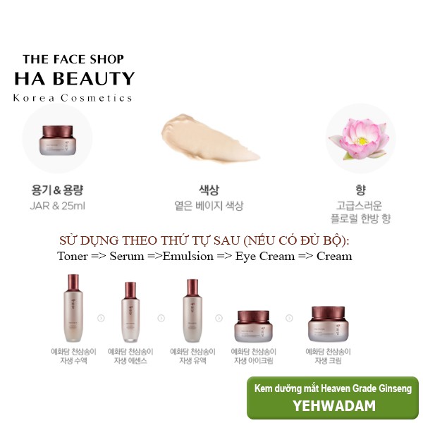 [THE FACE SHOP_Auth] Kem Dưỡng Da Vùng Mắt YEHWADAM HEAVEN GRADE GINSENG REJUVENATING EYE CREAM 25ml TFSN20 | BigBuy360 - bigbuy360.vn