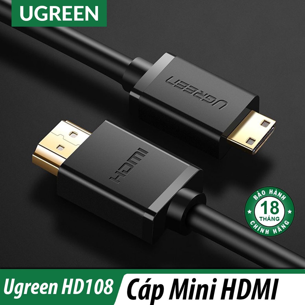 Cáp Mini HDMI ra HDMI 2.0 Cao Cấp UGREEN HD108 | Hỗ trợ 4k@60Hz