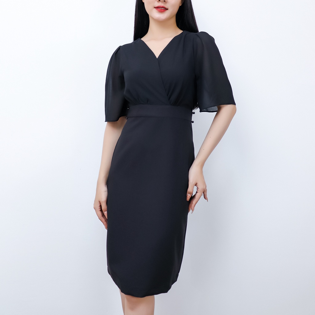 (TẶNG HOA CÀI) Đầm Body Công Sở Dự Tiệc Sang Trọng Bigsize AMYRA ,Thiết Kế Dáng Ôm Tay Ren Cổ V Thanh Lịch Cao Cấp DA165