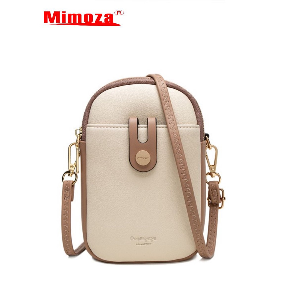 Túi đeo chéo nữ chính hãng PRETTYZYS khóa cài cực xinh Nhỏ Gọn Ngăn Đựng Đồ Tiện Lợi PS14 -mimoza.vn